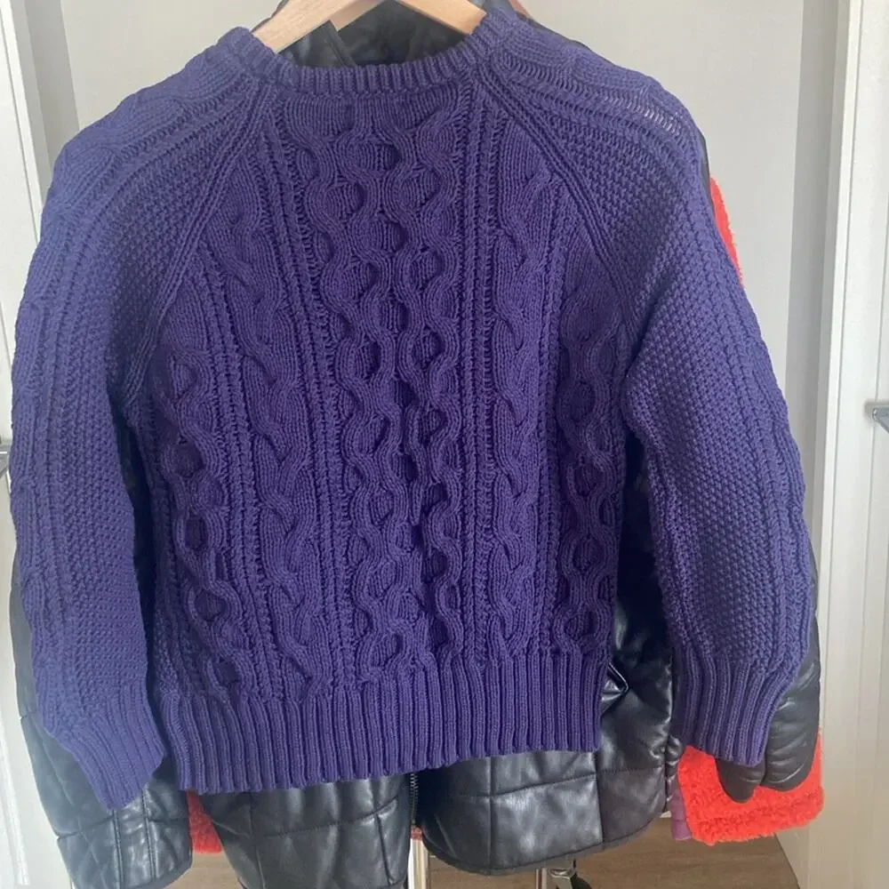J. CREW Cable Knit Sweater Purple  XS AK157
